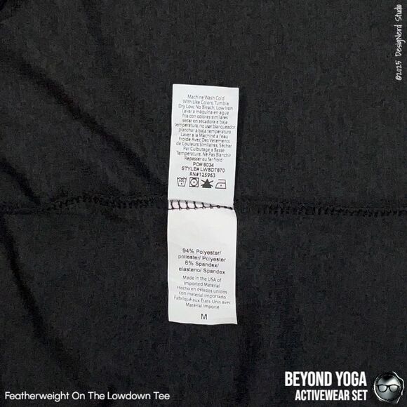 BEYOND YOGA SPACEDYE SET: ON THE DOWN LOW TEE + MIDI LEGGINGS IN DARKEST NIGHT M - Picture 11 of 15